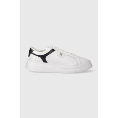 Kožené sneakers boty Tommy Hilfiger POINTY COURT SNEAKER bílá barva, FW0FW07460