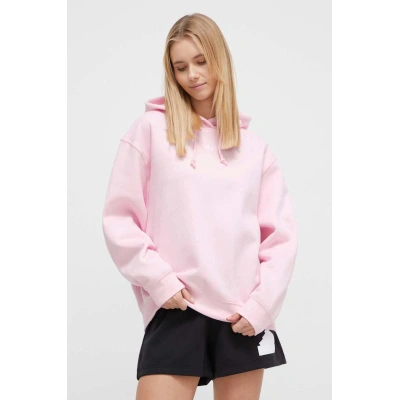 Mikina adidas Originals Adicolor Essentials Boyfriend Hoodie dámská, růžová barva, s kapucí, hladká, IR5927