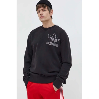 Bavlněná mikina adidas Originals pánská, černá barva, s aplikací, IU2350