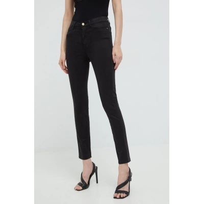 Kalhoty Guess dámské, černá barva, přiléhavé, medium waist