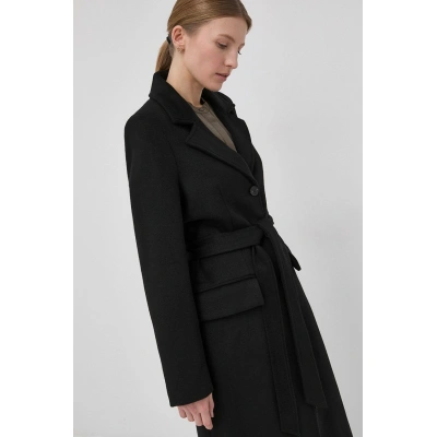 Vlněný kabát Bruuns Bazaar Catarina Novelle černá barva, přechodný
