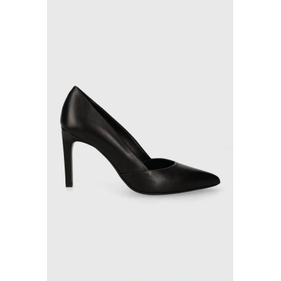 Kožené lodičky Calvin Klein HEEL PUMP 90 LEATHER černá barva, HW0HW01928