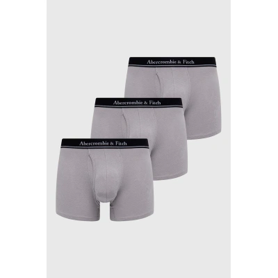 Boxerky Abercrombie & Fitch 3-pack pánské, šedá barva