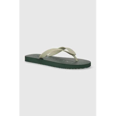 Žabky Tommy Jeans TJM BEACH FLIP FLOP pánské, zelená barva, EM0EM01392