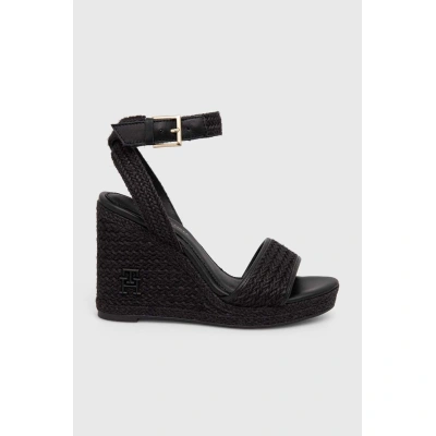 Sandály Tommy Hilfiger TH ROPE HIGH WEDGE SANDAL černá barva, FW0FW07926