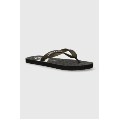 Žabky Calvin Klein Jeans BEACH SANDAL GLOSSY pánské, černá barva, YM0YM00952