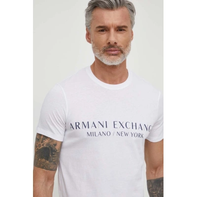 Tričko Armani Exchange pánské, bílá barva, s potiskem, 8NZT72 Z8H4Z NOS