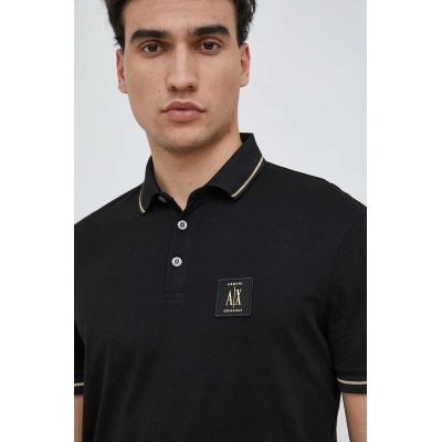 Bavlněné polo tričko Armani Exchange černá barva, s aplikací, 8NZFPQ ZJH4Z NOS