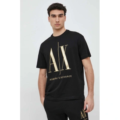 Bavlněné tričko Armani Exchange černá barva, s aplikací, 8NZTPQ ZJH4Z NOS