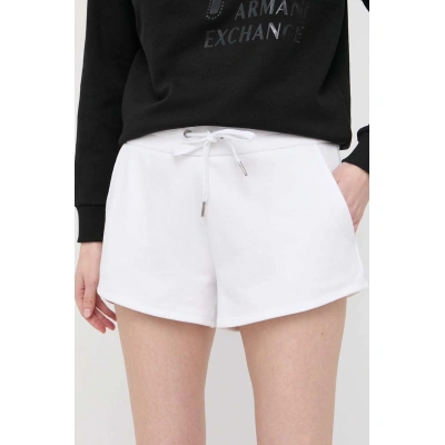 Kraťasy Armani Exchange dámské, bílá barva, hladké, high waist, 8NYSBA YJE5Z NOS