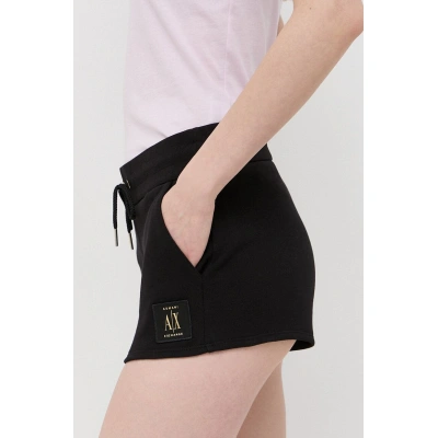 Bavlněné šortky Armani Exchange černá barva, s aplikací, medium waist