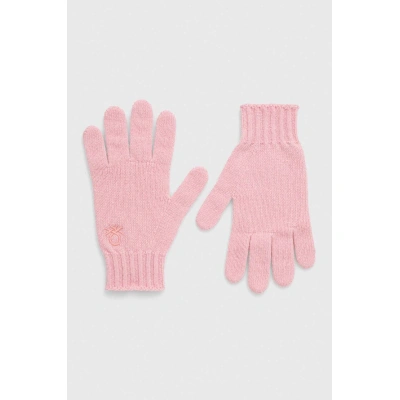 Dětské vlněné rukavice United Colors of Benetton růžová barva