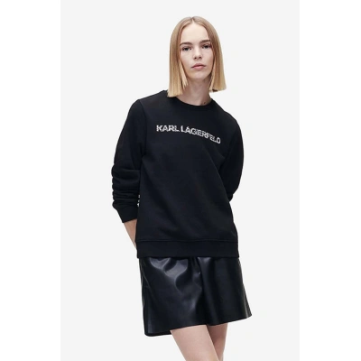 Mikina Karl Lagerfeld Elongated Logo Zebra Sweat 221W1815 999 dámská, černá barva, s potiskem