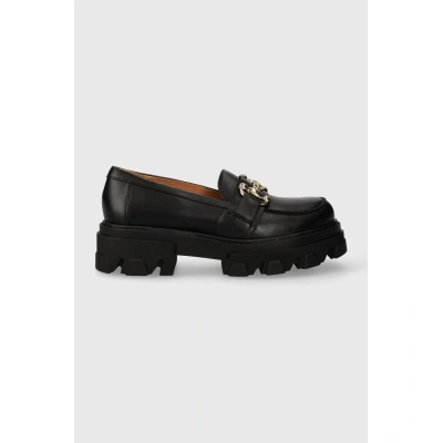 Kožené mokasíny Charles Footwear Vloglola dámské, černá barva, na platformě, Vloglola.Loafer.Black