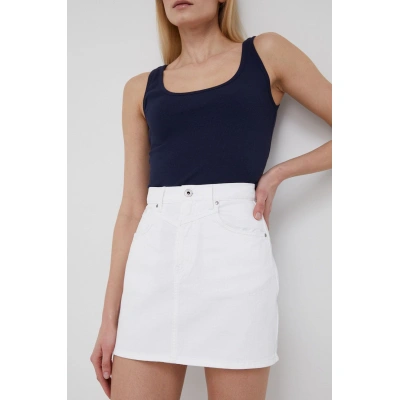 Bavlněná džínová sukně Pepe Jeans Rachel Skirt bílá barva, mini, jednoduchý