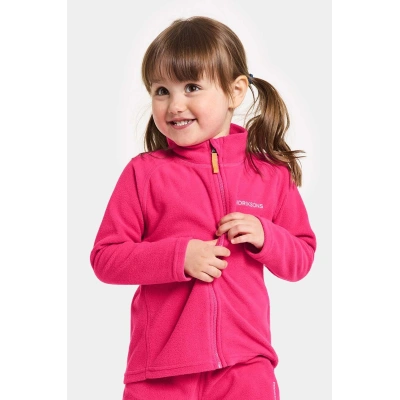 Dětská mikina Didriksons MONTE KIDS FULLZIP růžová barva, hladká