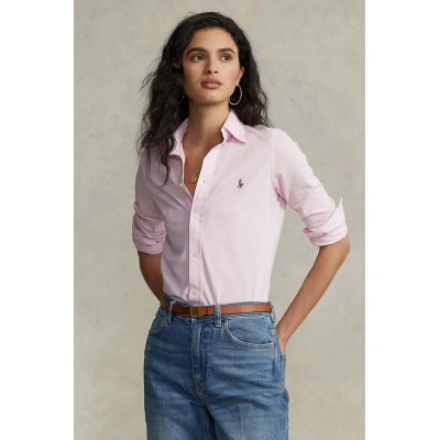 Bavlněná košile Polo Ralph Lauren růžová barva, slim, s klasickým límcem