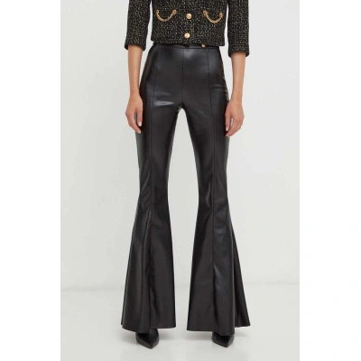 Kalhoty Elisabetta Franchi dámské, černá barva, zvony, high waist