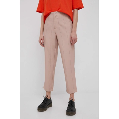 Kalhoty Only dámské, růžová barva, jednoduché, medium waist