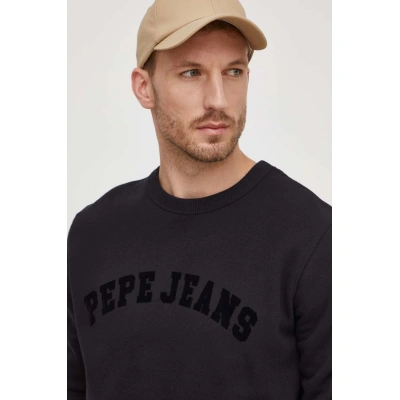 Bavlněná mikina Pepe Jeans Randall pánská, černá barva, s potiskem