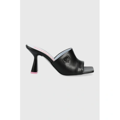 Pantofle Chiara Ferragni dámské, černá barva, na podpatku