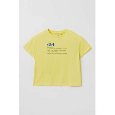 Dětské bavlněné tričko OVS žlutá barva