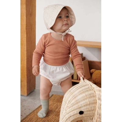 Dětská bavlněná čepice Liewood Rae Baby Anglaise Sun Hat With Ears béžová barva, z tenké pleteniny