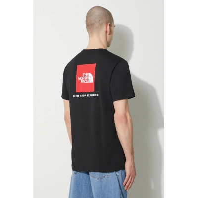 Bavlněné tričko The North Face M S/S Redbox Tee černá barva, s potiskem, NF0A87NPJK31