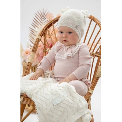 Dětská bavlněná čepice Jamiks AKAB bílá barva, z tenké pleteniny