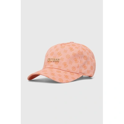 Bavlněná baseballová čepice Guess PEONY růžová barva, V4GZ01 WFKN0