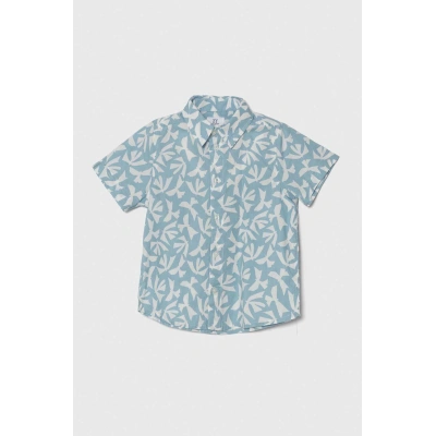 Dětská bavlněná košile zippy tyrkysová barva