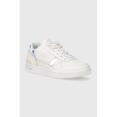 Kožené sneakers boty Lacoste T-Clip Pastel Accent Leather bílá barva, 47SFA0061