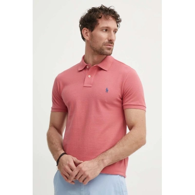 Bavlněné polo tričko Ralph Lauren růžová barva, 710536856