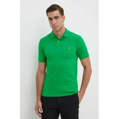 Bavlněné polo tričko Ralph Lauren zelená barva, 710536856