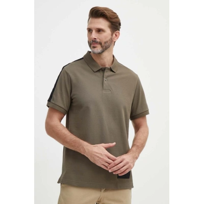 Bavlněné polo tričko Armani Exchange zelená barva, s aplikací