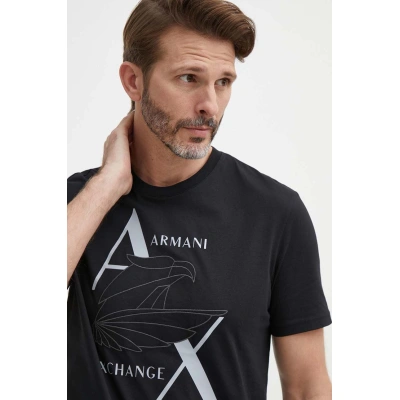 Bavlněné tričko Armani Exchange černá barva, s potiskem