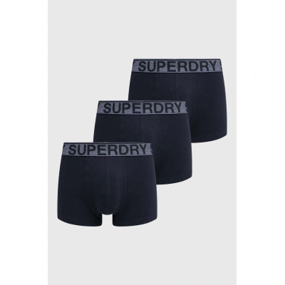 Boxerky Superdry 3-pack pánské, tmavomodrá barva