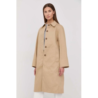 Kabát Victoria Beckham dámský, béžová barva, přechodný, oversize