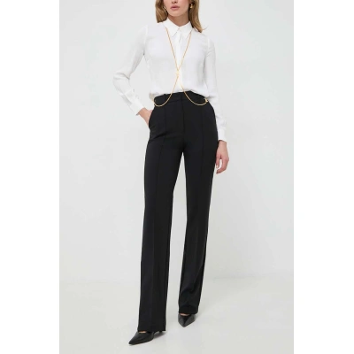 Kalhoty Elisabetta Franchi dámské, černá barva, jednoduché, high waist, PA03141E2