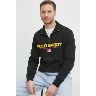 Mikina Polo Ralph Lauren pánská, černá barva, s potiskem, 710835766