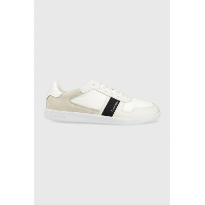Sneakers boty Calvin Klein LOW TOP LACE UP MIX bílá barva, HM0HM00491