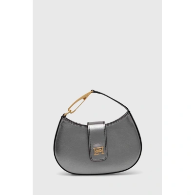 Kožená kabelka Elisabetta Franchi stříbrná barva, BS42F41E2