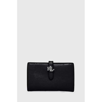 Kožená peněženka Lauren Ralph Lauren černá barva, 432935230