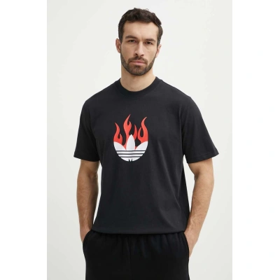 Bavlněné tričko adidas Originals Flames černá barva, s potiskem, IS0178