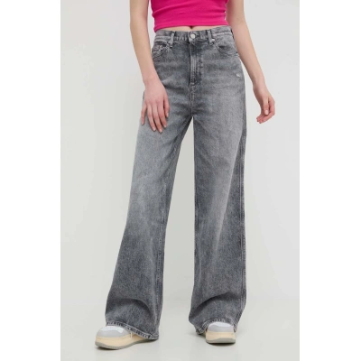 Džíny Tommy Jeans dámské, šedá barva, DW0DW17607