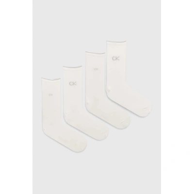 Ponožky Calvin Klein 4-pack dámské, bílá barva, 701229671