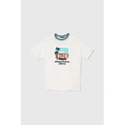 Dětské bavlněné tričko Sisley bílá barva, s aplikací
