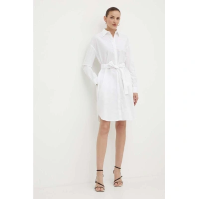 Bavlněné šaty Armani Exchange bílá barva, mini, oversize, 3DYA32 YN4RZ