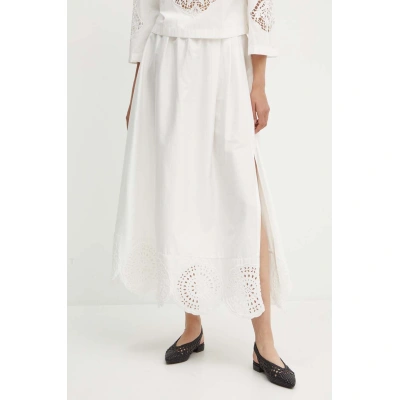 Bavlněná sukně Sisley bílá barva, maxi, áčková