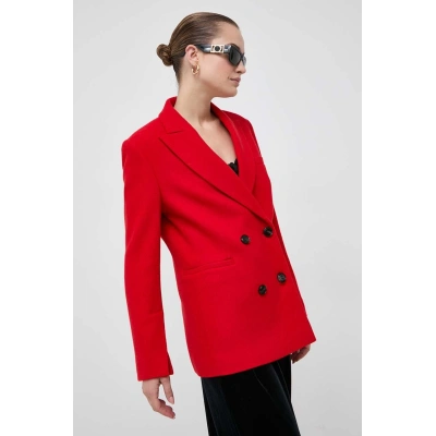 Vlněná bunda MAX&Co. červená barva, hladká